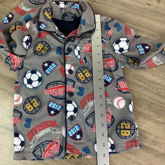 Faded Glory Boys 2 Pc Set Pajamas Size 6-7 Gray Sports Long Sleeve Button Up - Picture 4 of 12